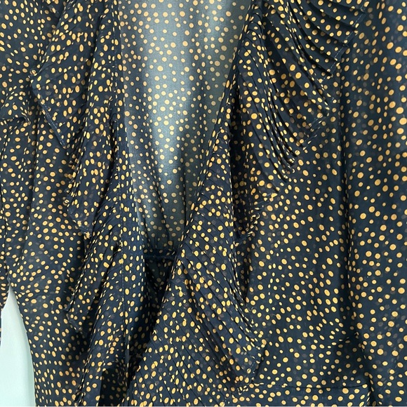 Akira Chicago Red Label Ditsy Spot Print Ruched Wrap Blouse Medium - Picture 10 of 16